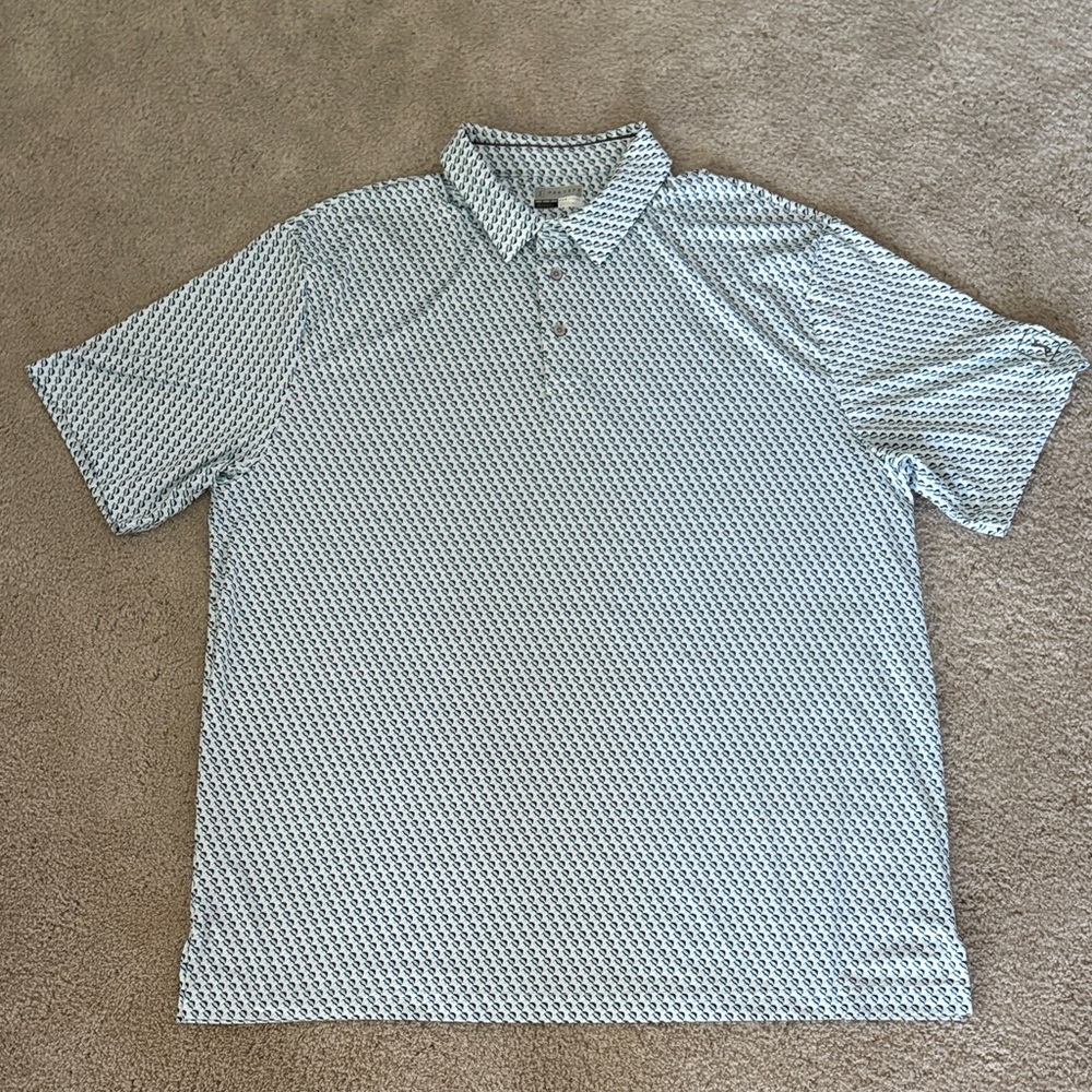 PGA Tour Light Blue Geometric Polo Shirt